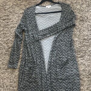 LuLaRoe Green and Black Chevron long Cardigan size S